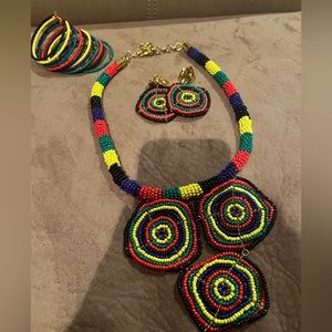 Sassy Jones - Tribal Necklace Set - Rasta